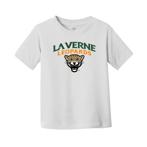  Toddler White T Shirt - University of La Verne  Leopards Arched with Mascot Stacked