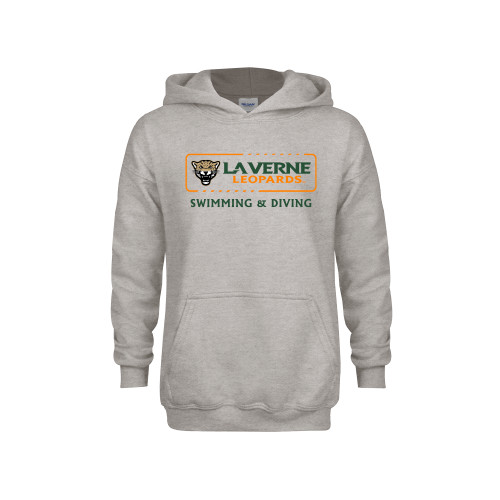  Youth Grey Fleece Hood - La Verne Leopards Swimming and Diving