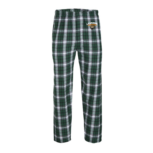  Boxercraft Green/White Unisex Flannel Pajama Pant - University of La Verne  Leopards Arched with Mascot Stacked