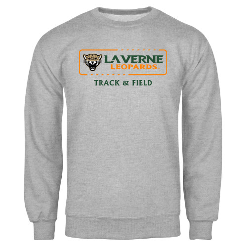  Grey Fleece Crew - La Verne Leopards Track and Field