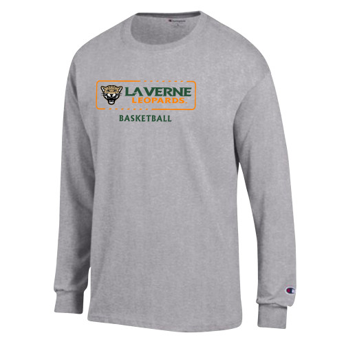  Champion Oxford Grey Long Sleeve T Shirt - La Verne Leopards Basketball