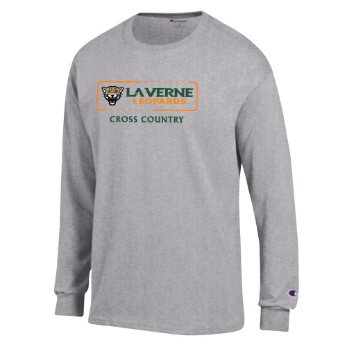  Champion Oxford Grey Long Sleeve T Shirt - La Verne Leopards Cross Country