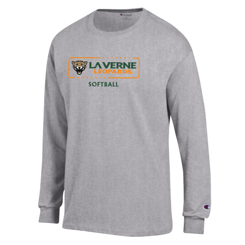  Champion Oxford Grey Long Sleeve T Shirt - La Verne Leopards Softball