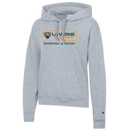  Champion Womens Oxford Grey Powerblend Pullover Hood - La Verne Leopards Swimming and Diving