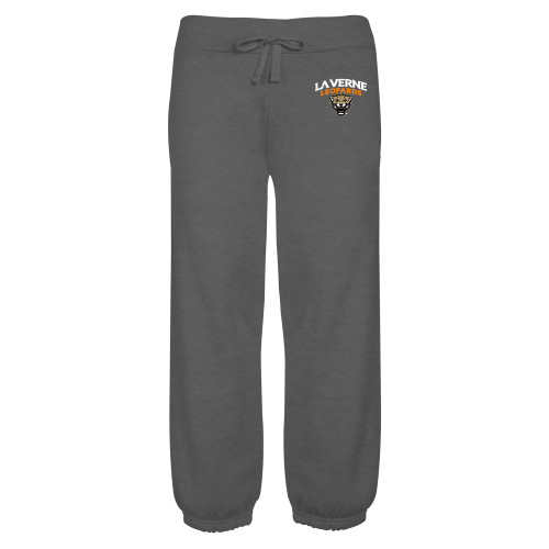  ENZA Womens Dark Heather Banded Fleece Capri - University of La Verne  Leopards Arched with Mascot Stacked