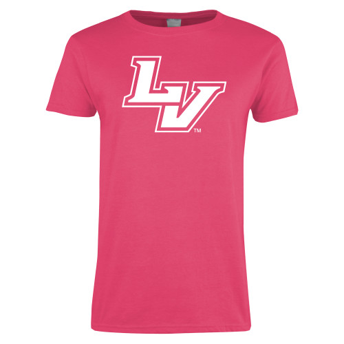  Womens Hot Pink Short Sleeve Tee - University of La Verne  LV Mark