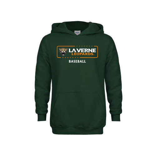  Youth Dark Green Fleece Hoodie - La Verne Leopards Baseball