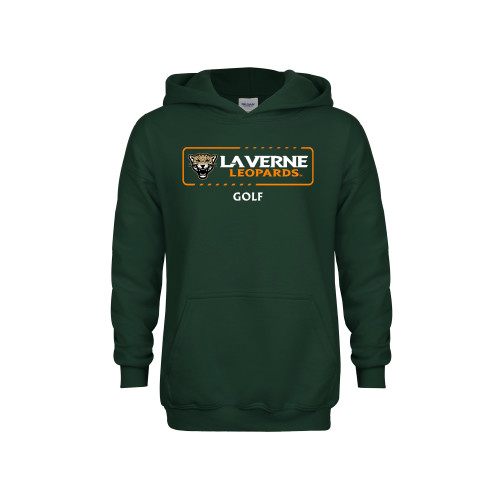  Youth Dark Green Fleece Hoodie - La Verne Leopards Golf