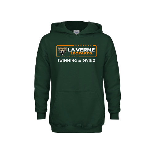  Youth Dark Green Fleece Hoodie - La Verne Leopards Swimming and Diving