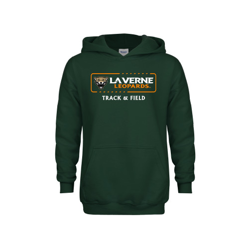  Youth Dark Green Fleece Hoodie - La Verne Leopards Track and Field