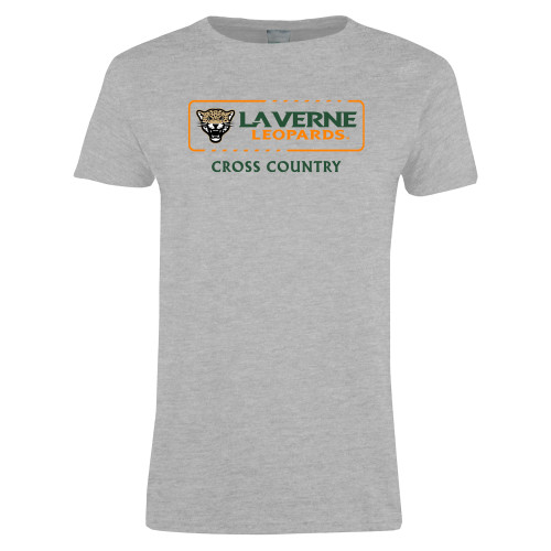  Womens Grey Short Sleeve Tee - La Verne Leopards Cross Country