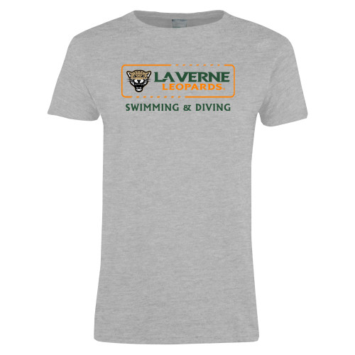  Womens Grey Short Sleeve Tee - La Verne Leopards Swimming and Diving