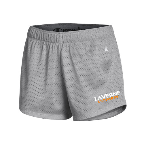 Champion Womens Grey Mesh Short - University of La Verne  Leopards Wordmark Flat
