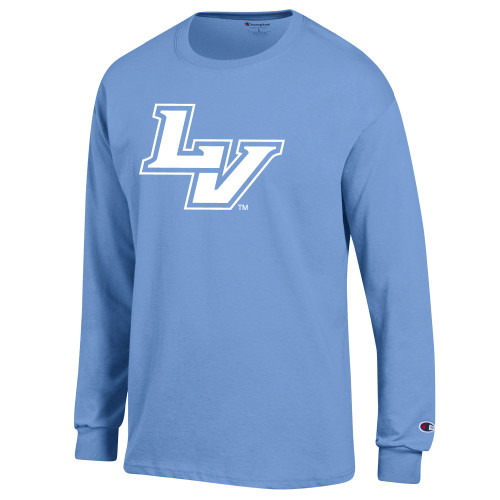  Champion Light Blue Long Sleeve T Shirt - University of La Verne  LV Mark
