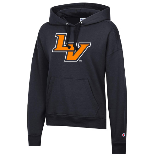  Champion Womens Black Powerblend Pullover Hood - University of La Verne  LV Mark