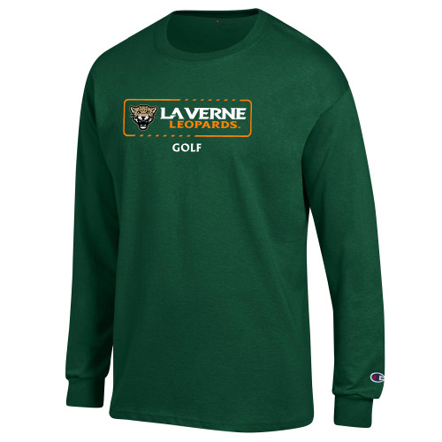  Champion Dark Green Long Sleeve T Shirt - La Verne Leopards Golf