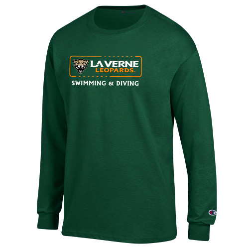  Champion Dark Green Long Sleeve T Shirt - La Verne Leopards Swimming and Diving