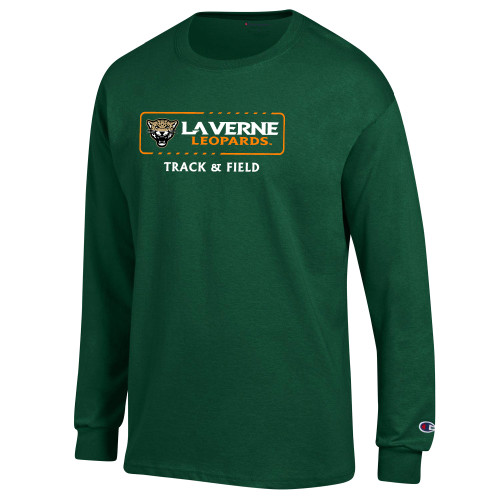  Champion Dark Green Long Sleeve T Shirt - La Verne Leopards Track and Field
