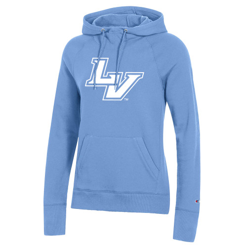  Champion Womens Light Blue Pull Over Hood - University of La Verne  LV Mark