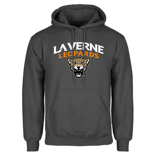  Charcoal Fleece Hoodie - University of La Verne  Leopards Arched with Mascot Stacked