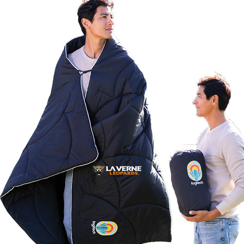  Black Wearable Camping Blanket - University of La Verne Leopards with Mascot Flat