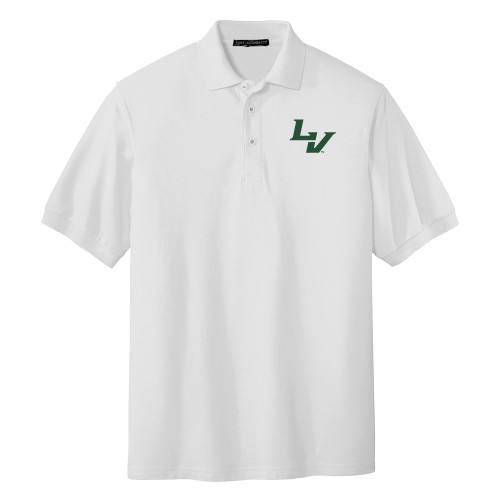  White Silk Touch Polo - University of La Verne  LV Mark