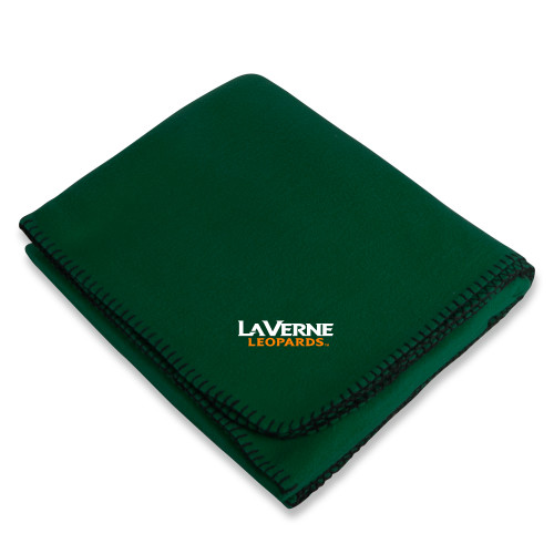  Dark Green Arctic Fleece Blanket - University of La Verne  Leopards Wordmark Flat