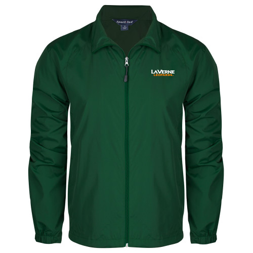  Dark Green Full Zip Wind Jacket - University of La Verne  Leopards Wordmark Flat