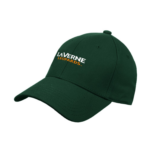  Dark Green Structured Adjustable Pro Style Hat - University of La Verne  Leopards Wordmark Flat