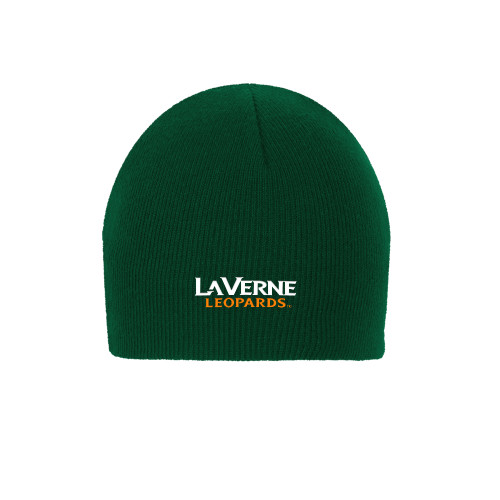  Dark Green Knit Beanie - University of La Verne  Leopards Wordmark Flat