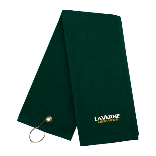  Dark Green Golf Towel - University of La Verne  Leopards Wordmark Flat