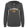 Thumbnail image for  ENZA Womens Dark Heather V Notch Raw Edge Fleece Hoodie