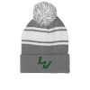 Thumbnail image for  Grey/White Two Tone Knit Pom Beanie w/Cuff