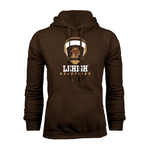  Brown Fleece Hoodie - Lehigh Wrestling Stacked w/Headgear