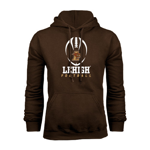  Brown Fleece Hoodie - Lehigh Football Stacked w/Ball