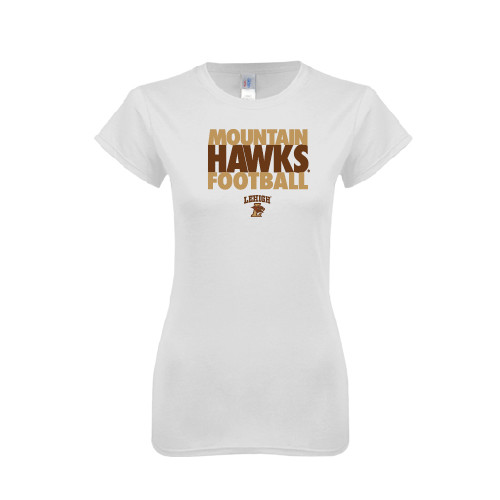  Next Level Womens White Boyfriend Tee - Mountain Hawks Football