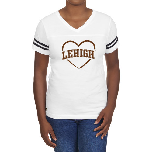  Fall Rush Ladies White 60/40 Football Tee - Lehigh Heart