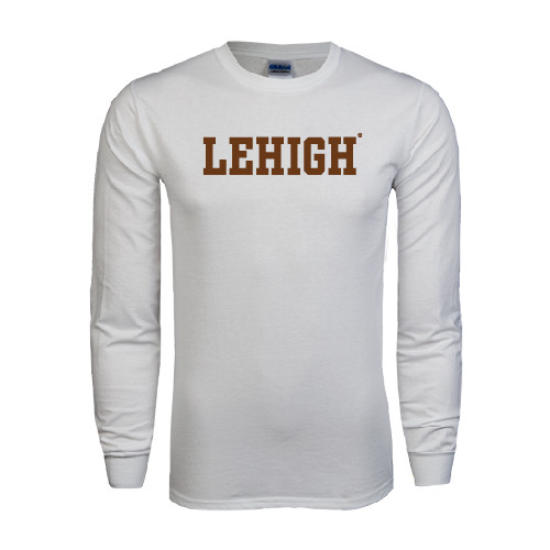  White Long Sleeve T Shirt - Flat Lehigh