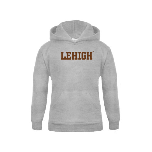  Youth Grey Fleece Hood - Flat Lehigh