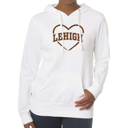  Fall Rush Ladies 60/40 White Fleece Hoodie - Lehigh Heart