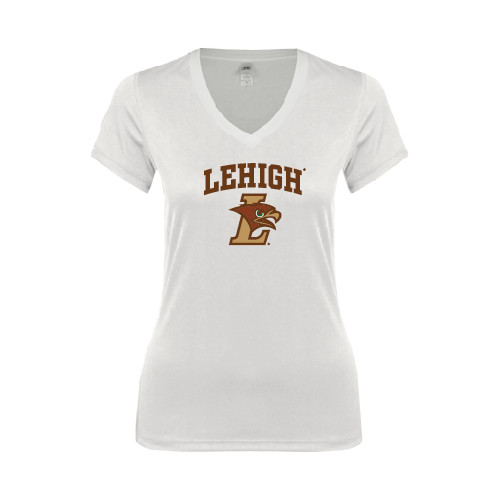  Next Level Womens White Ideal V Tee - Official Logo