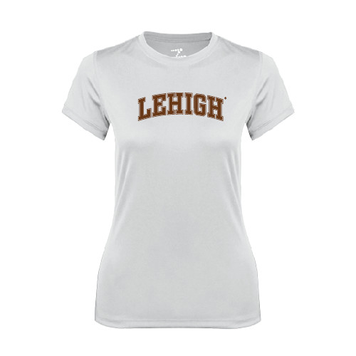  Womens White Performance Tee - Arched Lehigh