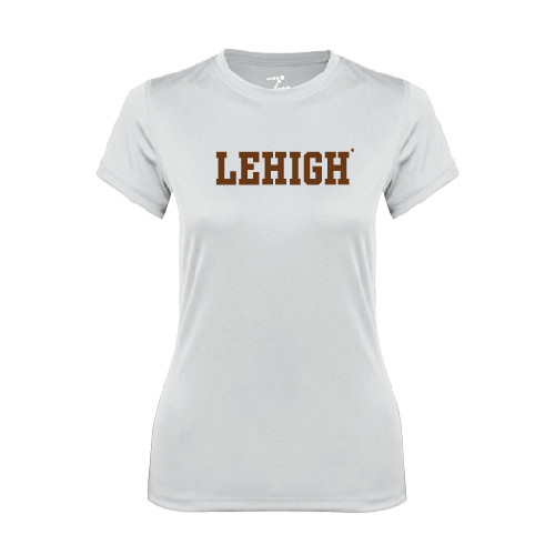  Womens White Performance Tee - Flat Lehigh