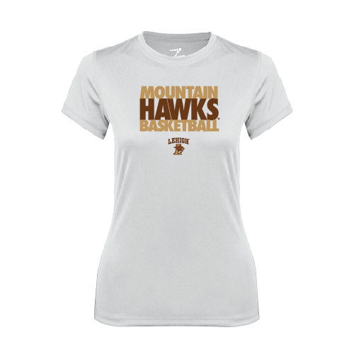  Womens White Performance Tee - Mountain Hawks Basketball