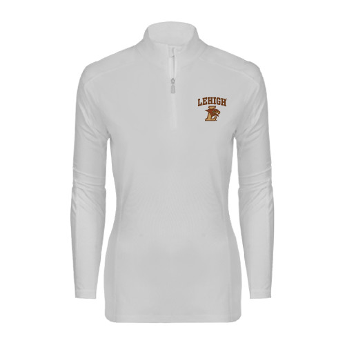  Syntrel Womens White Interlock 1/4 Zip - Official Logo