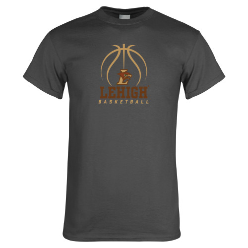  Charcoal T Shirt - Lehigh Basketball Stacked w/Ball