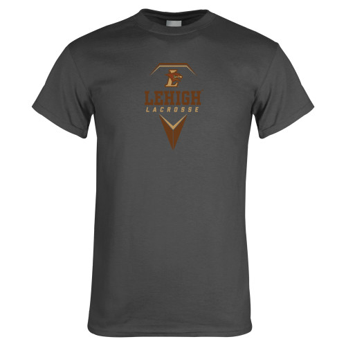  Charcoal T Shirt - Lehigh Lacrosse Stacked w/Stick Head