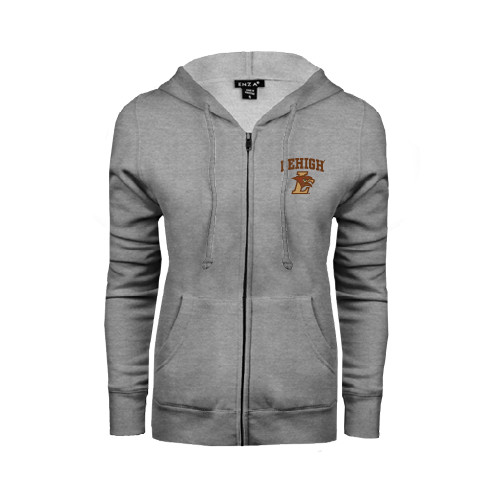 Lehigh ENZA Womens Grey Fleece Full Zip Hoodie