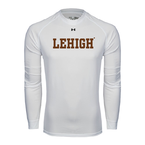  Under Armour White Long Sleeve Tech Tee - Flat Lehigh