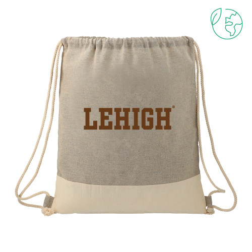 Split Recycled Cotton Grey/Natural Drawstring Bag - Flat Lehigh